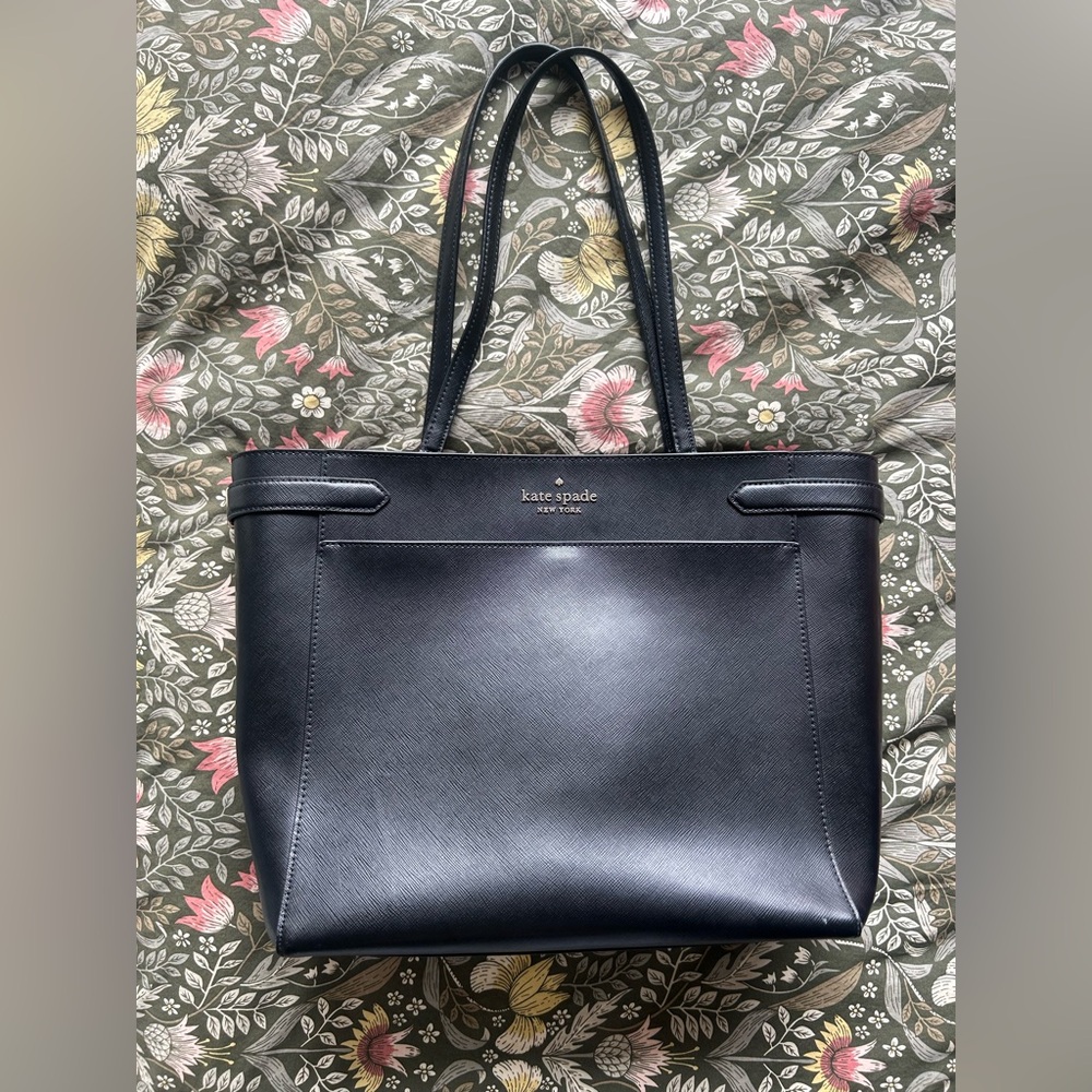Kate Spade NEW YORK "Harper" Tote/Laptop/Travel Black Leather LIKE NEW EUC